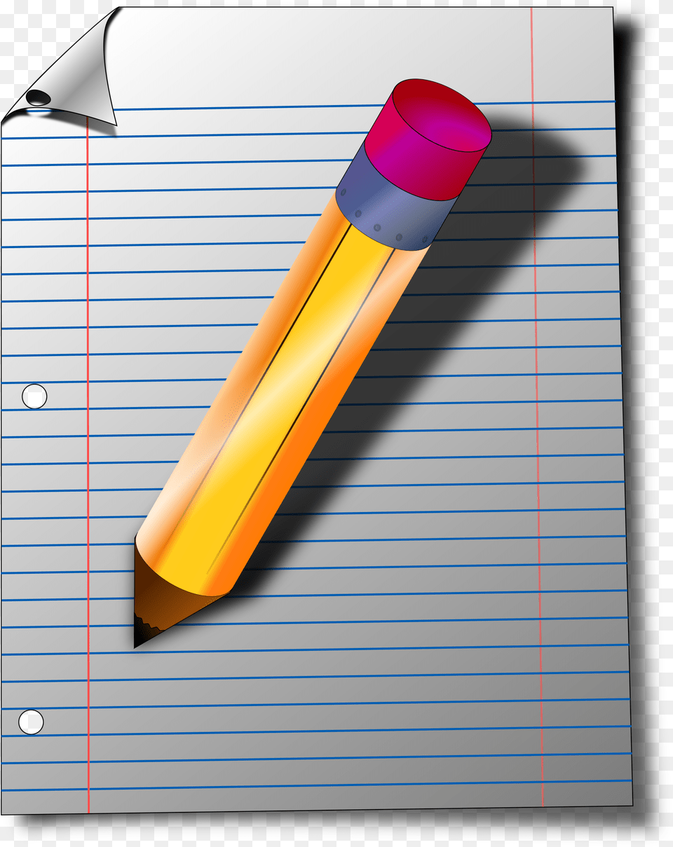 Lined Paper And Yellow Pencil Clipart Download Notepad And Pen, Dynamite, Weapon Free Png