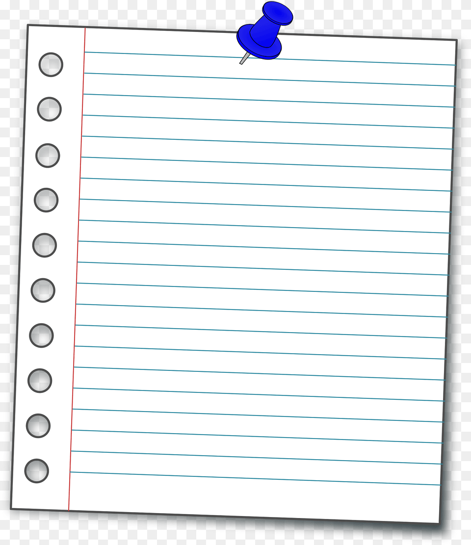 Lined Paper Pinned Up With A Thumbtack Notebook Paper Clipart, Page, Text, Computer, Electronics Free Png Download