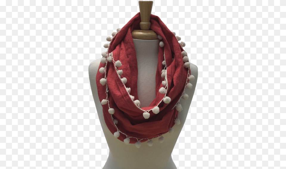 Linen Pom Infinity Scarf Scarf, Clothing, Birthday Cake, Cake, Cream Free Transparent Png