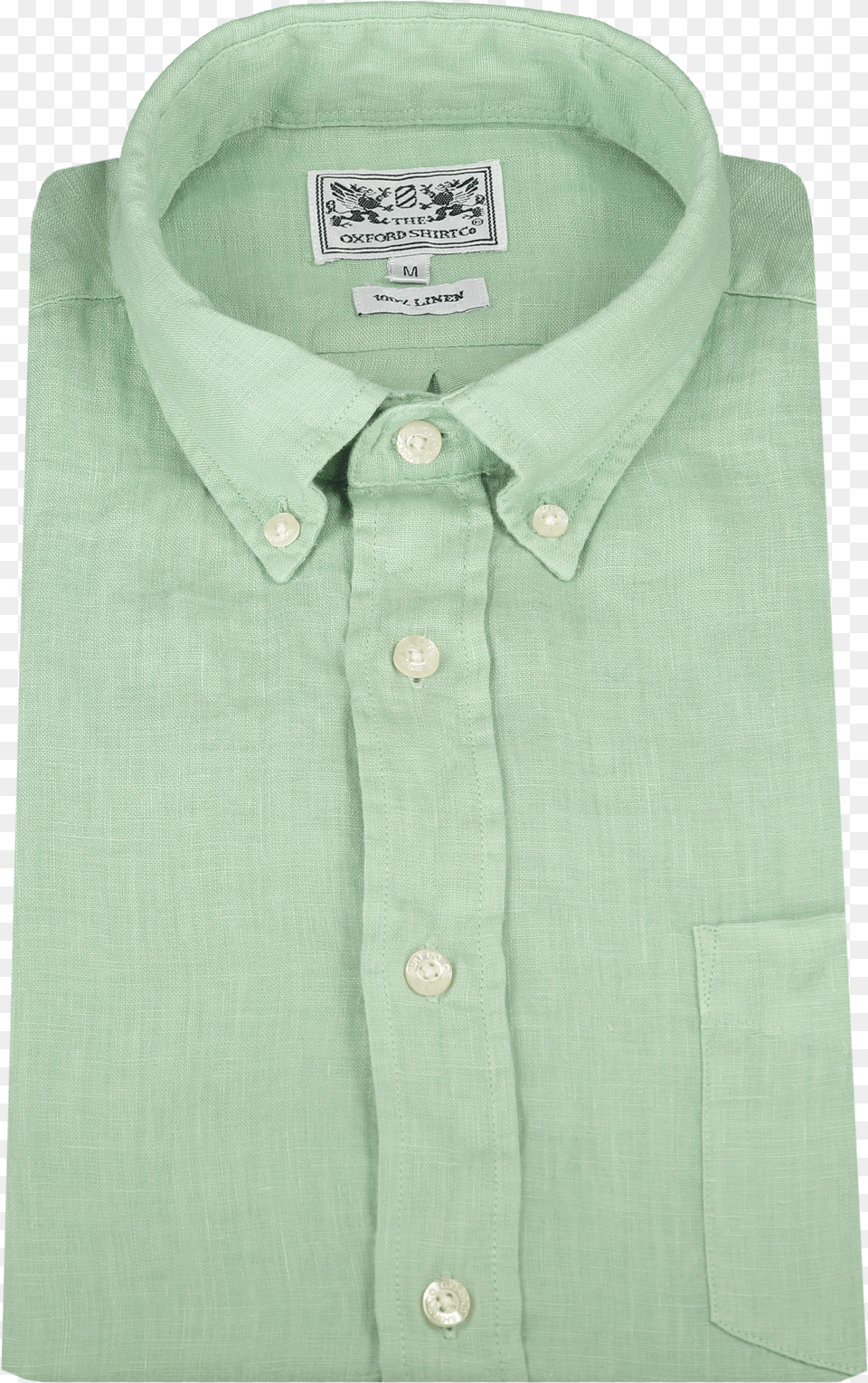 Linen Shirt With Button Down Collar In Pea Green Button Free Png