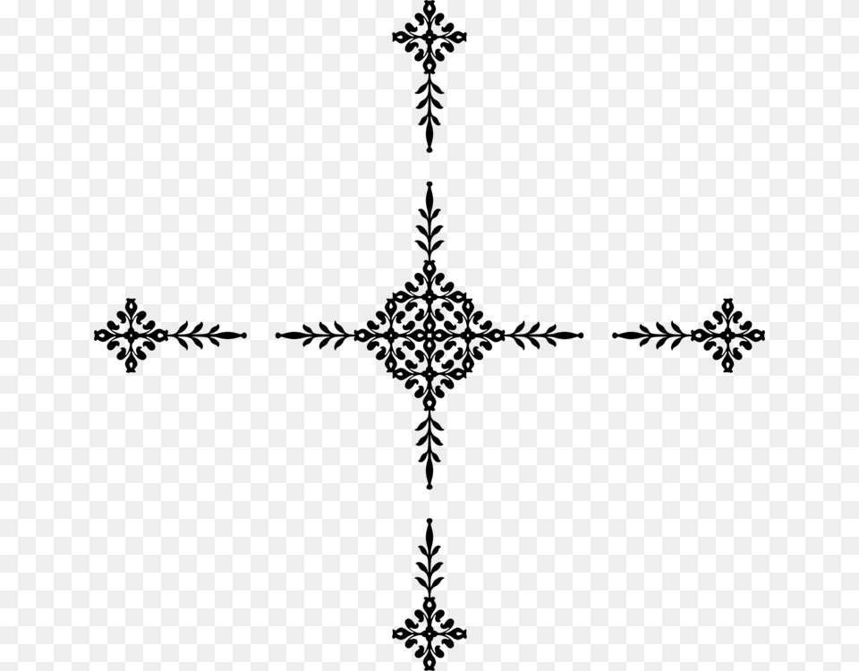 Lineornamentplant Cross, Gray Png