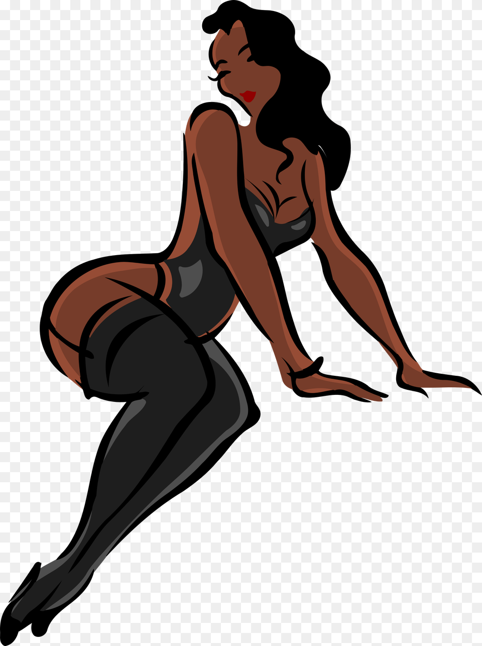 Lingerie Model Dark Skin Black Hair Black Clothes Icons, Adult, Woman, Person, Female Free Transparent Png