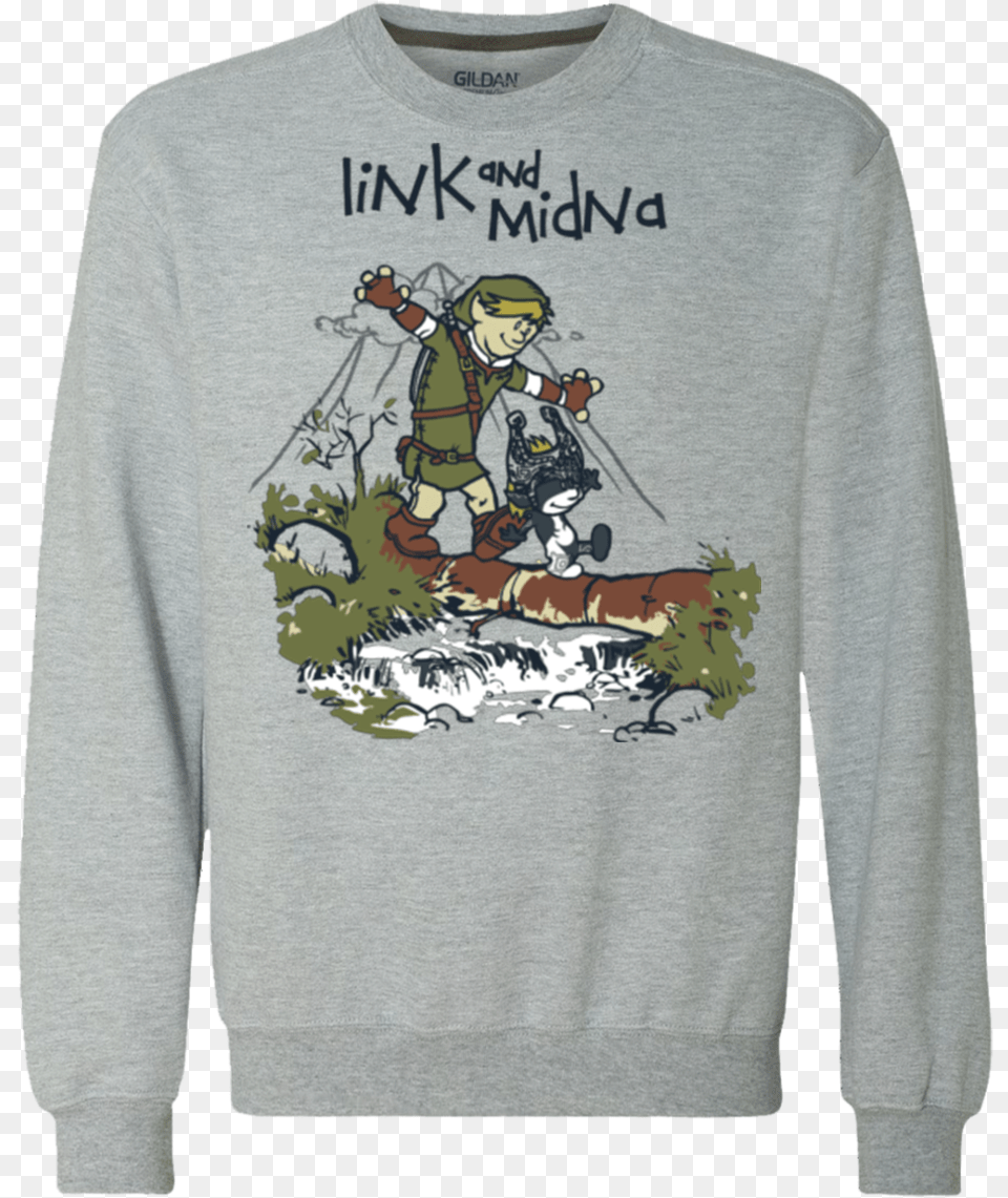 Link And Midna Premium Crewneck Sweatshirt Calvin And Hobbes Parody, Sweater, Knitwear, Hoodie, Clothing Free Png