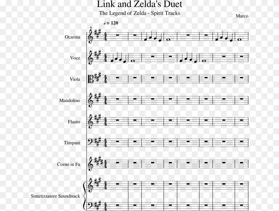 Link And Zelda39s Duet Sheet Music Composed By Marco Tomb Raider 1 Main Theme Violin, Gray Free Png Download