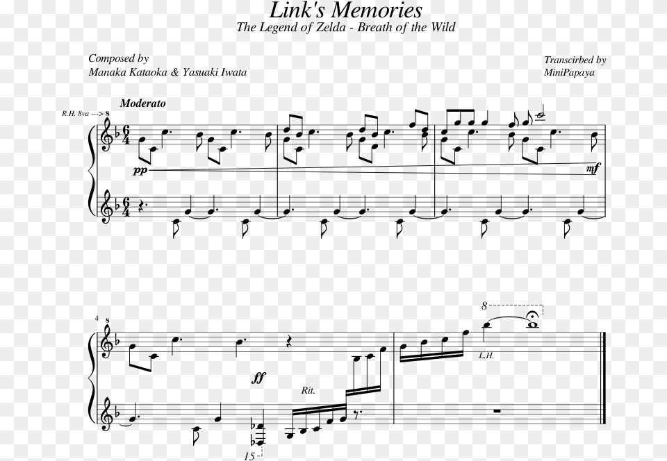 Links Memories Sheet Music, Gray Free Png