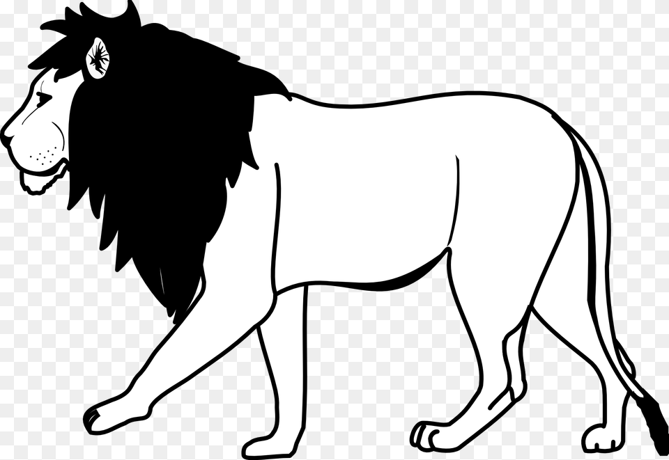 Lion 2 Black White Line Black And White Clip Art Lion, Stencil, Animal, Mammal, Wildlife Png