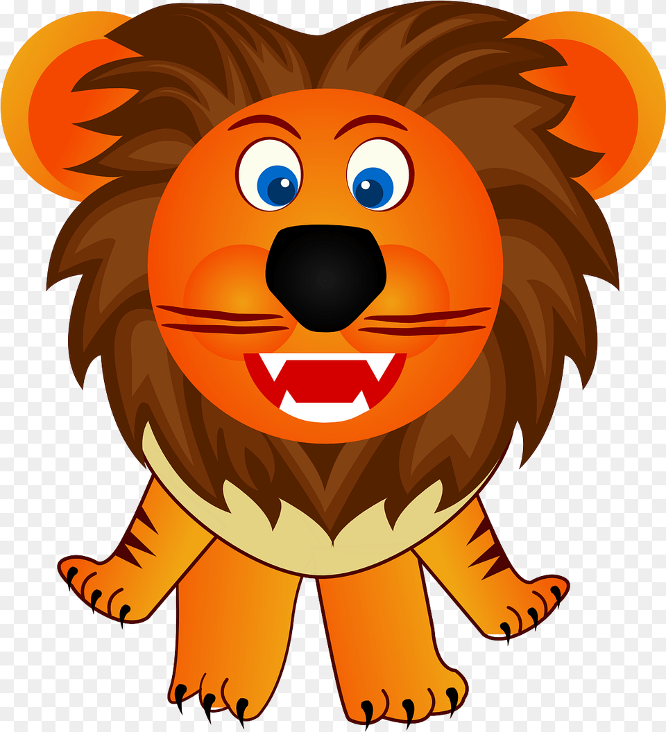 Lion Animal Cute Orange Cartoon Lion And The Mosquito, Mammal, Wildlife, Face, Head Free Png Download