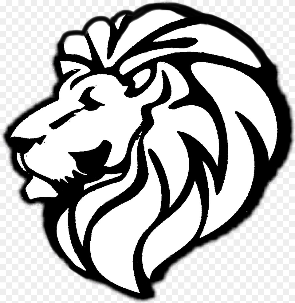 Lion Animals Petsandanimals Animal Lions Wild Blackandw White Lion Logo, Stencil, Baby, Person, Mammal Free Png