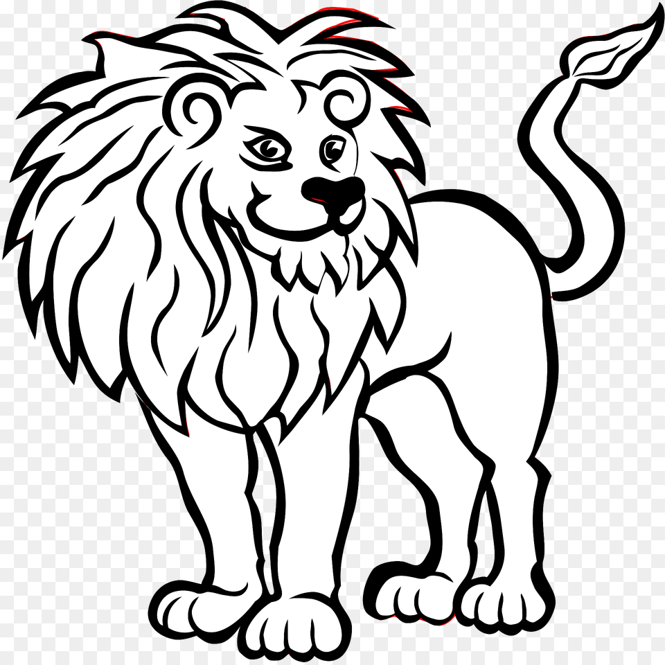 Lion Black And White Clipart, Animal, Mammal, Wildlife, Face Png Image