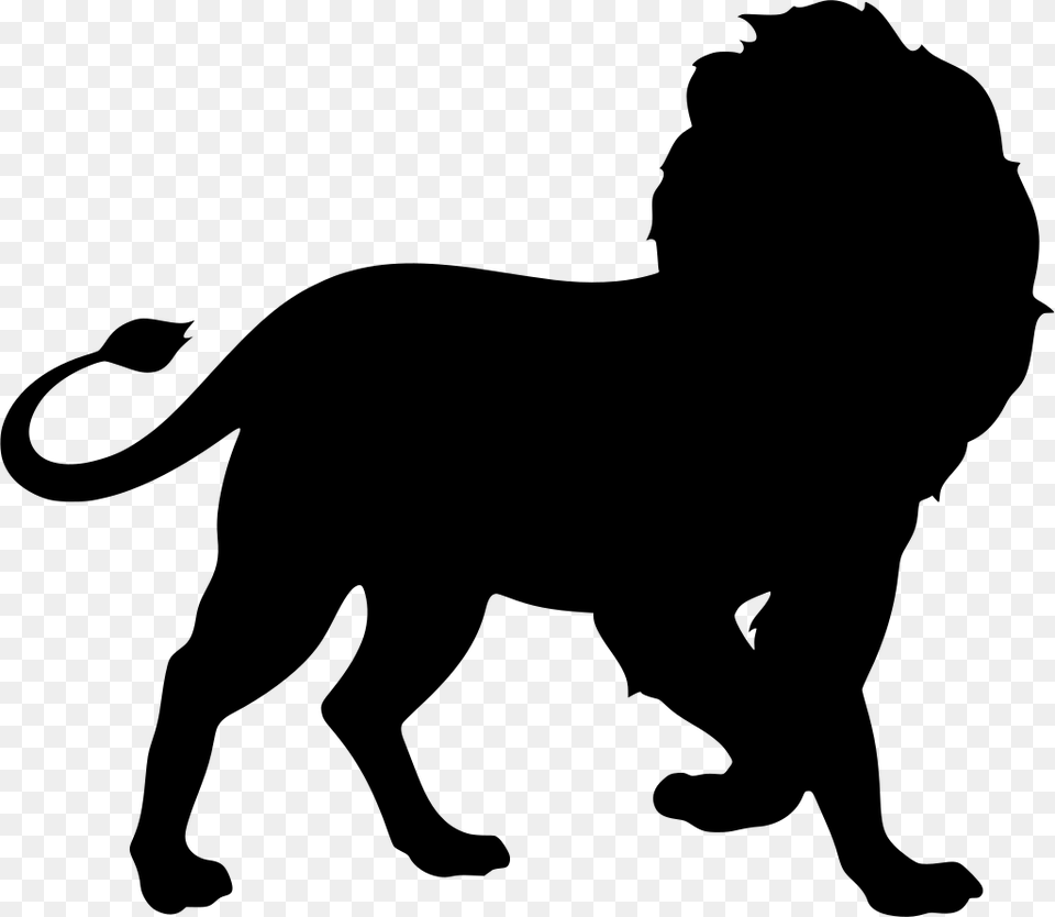 Lion Black And White Sticker, Gray Png Image