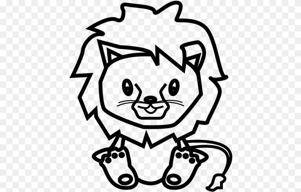 Lion Cub Cartoon, Gray Png Image