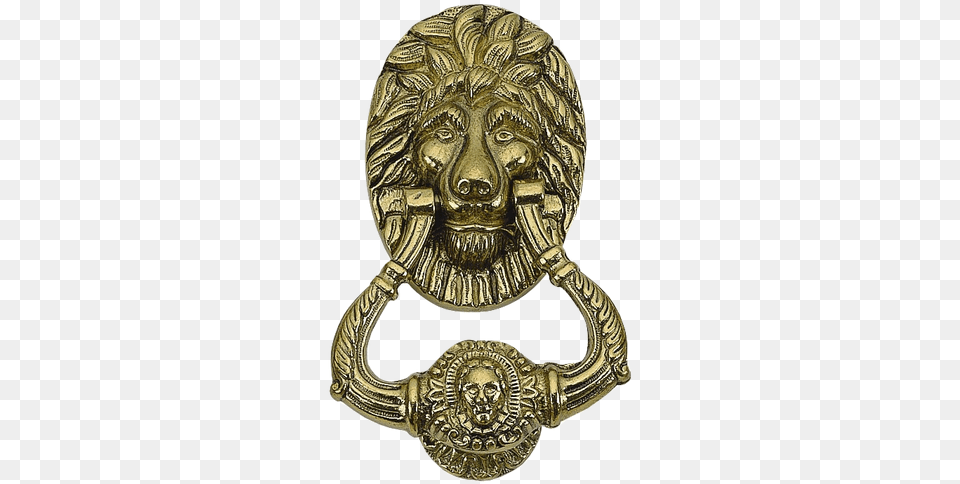 Lion Door Knocker 7 Brass Accents Inc Lion Door Knocker Bronze, Handle, Person, Treasure Free Png Download
