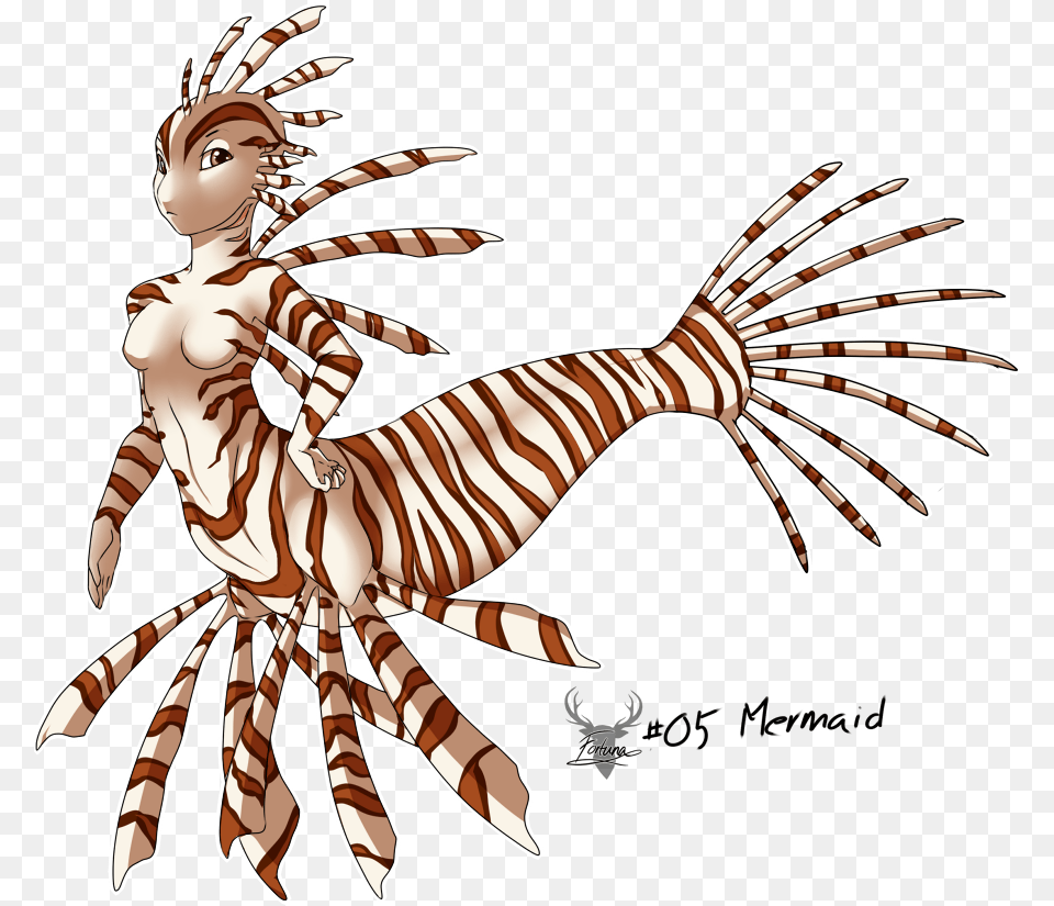 Lion Fish Mermaid Lionfish Mermaid, Baby, Person, Face, Head Png Image