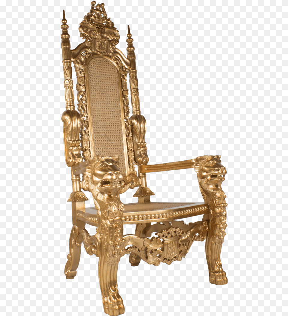 Lion Gold Throne, Furniture, Chair Png Image