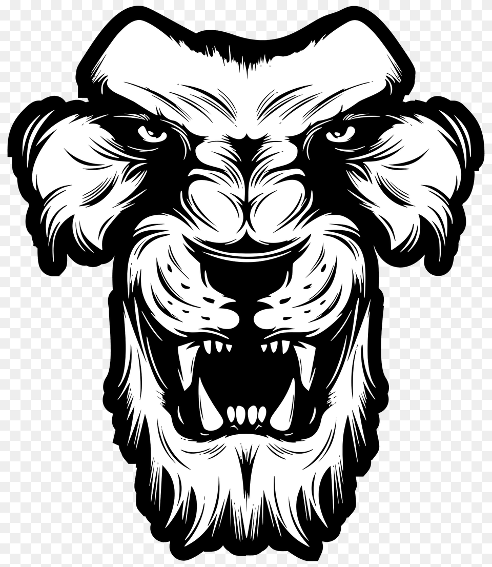 Lion Head Black And White Clipart, Stencil, Person, Art, Animal Free Png
