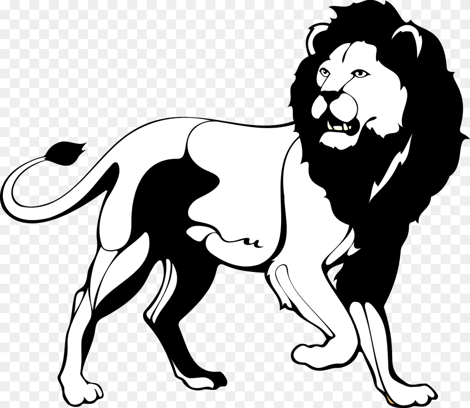 Lion Head Clipart Black And White Lion Black White, Stencil, Adult, Person, Woman Free Png Download