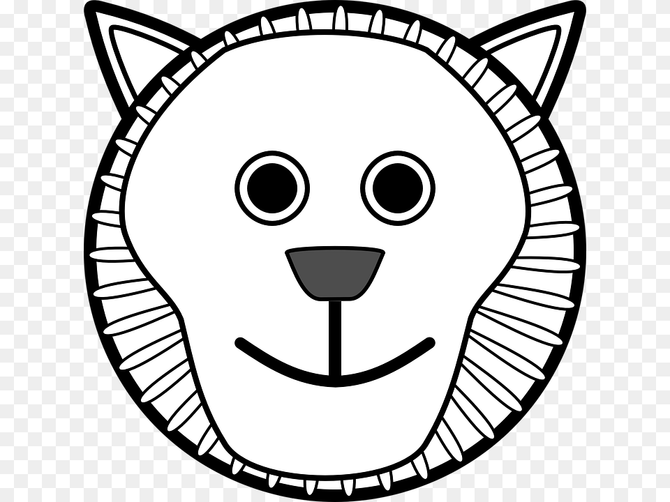 Lion Head Clipart For Kids Black And White, Stencil Png