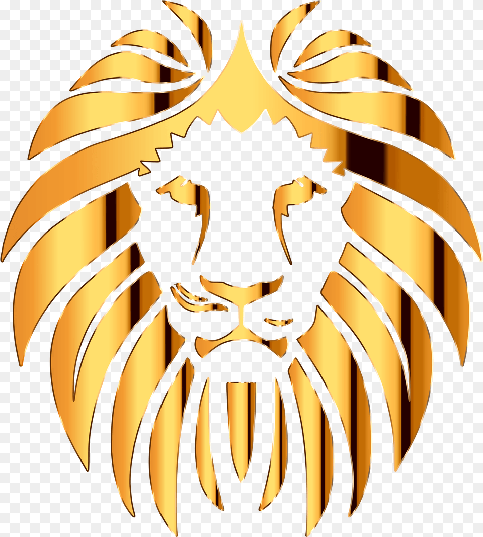 Lion Head Clipart No Background Background Gold Lion Logo, Emblem, Symbol, Animal, Mammal Free Transparent Png