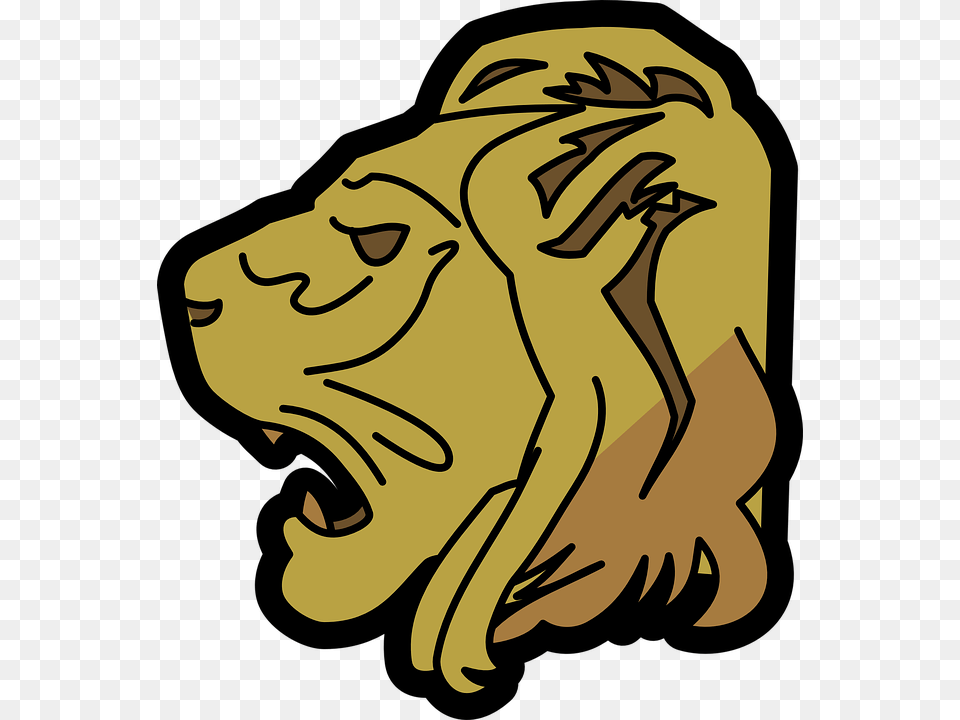 Lion Head Face Portrait Brown Yellow Animal Lion Head Clip Art, Mammal, Wildlife, Person Free Transparent Png