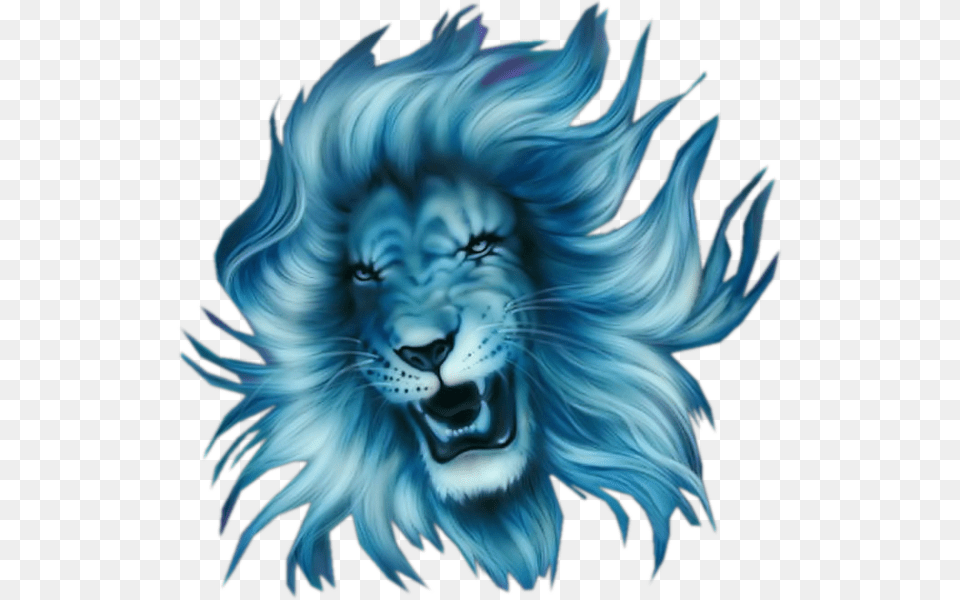 Lion Head Logo Blue Lion Logo, Animal, Wildlife, Mammal, Face Png Image