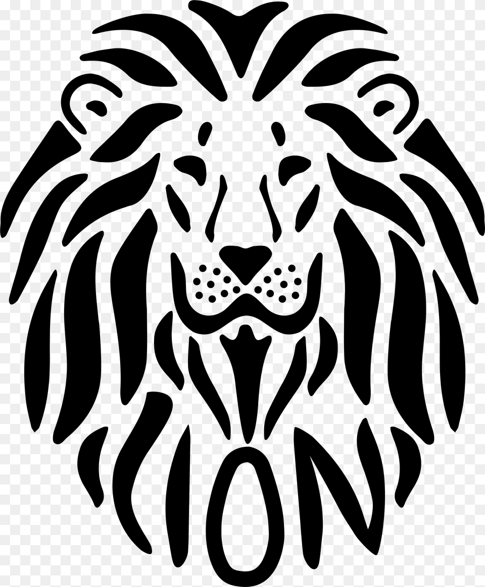 Lion Head Outline, Gray Free Transparent Png