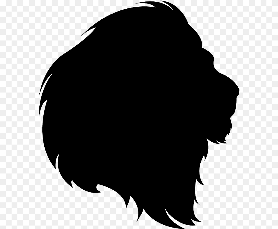 Lion Head Silhouette, Gray Png Image