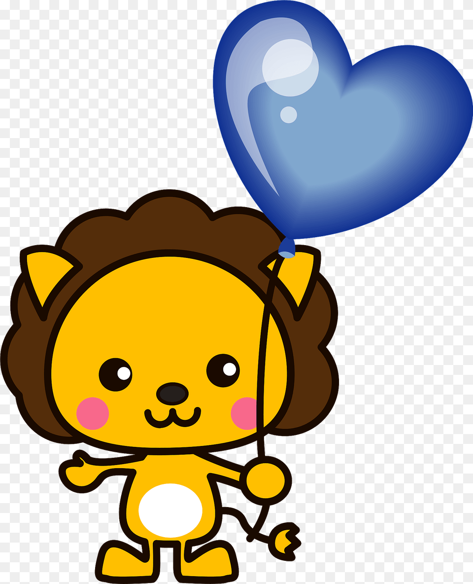Lion Is Holding A Blue Heart Balloon Clipart, Dynamite, Weapon Png Image