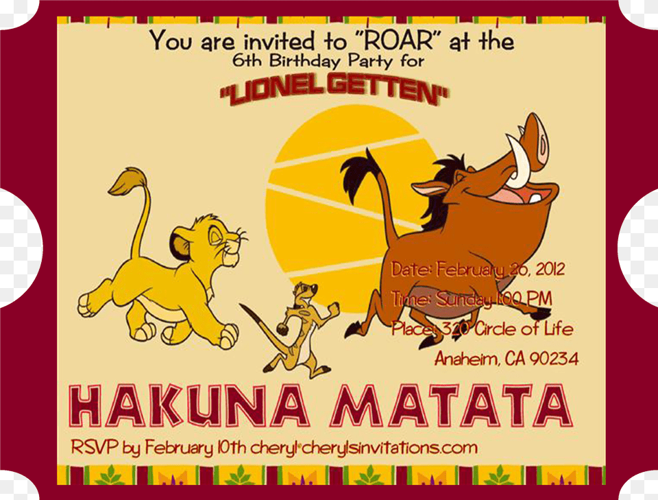 Lion King Birthday Invitation Free Png Download