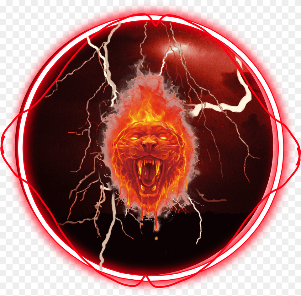 Lion Red Lightning Lightningbolt Lightningstrikes Circle, Sphere, Pattern, Light, Accessories Free Png Download