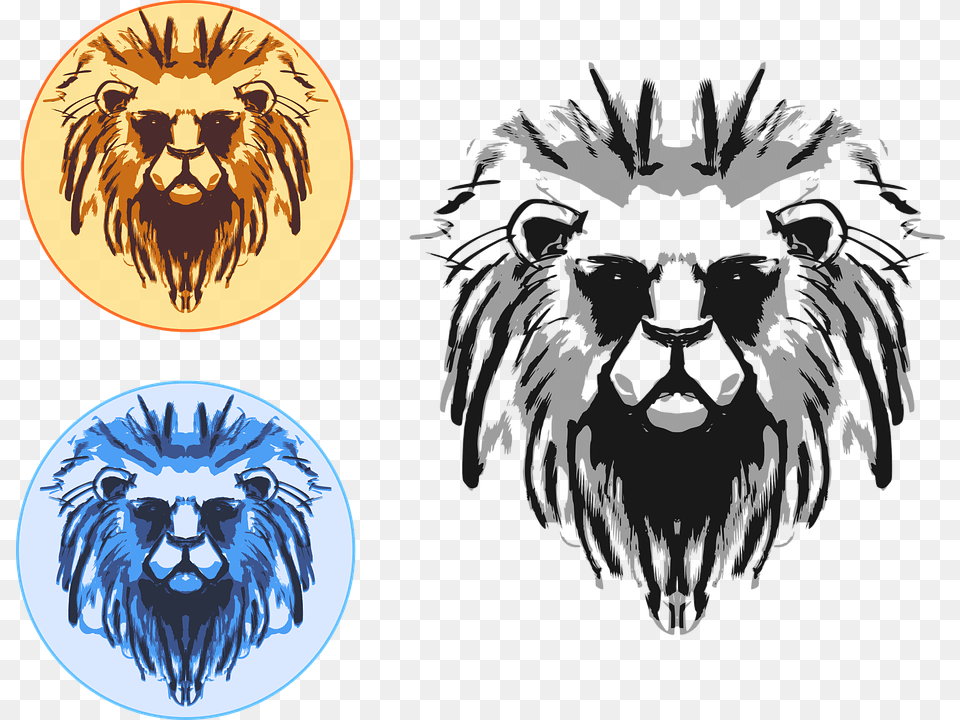 Lion Seal Stamp Vector Ink Logo Head Animal Blue Lion Transparent, Mammal, Wildlife, Person, Tiger Png Image