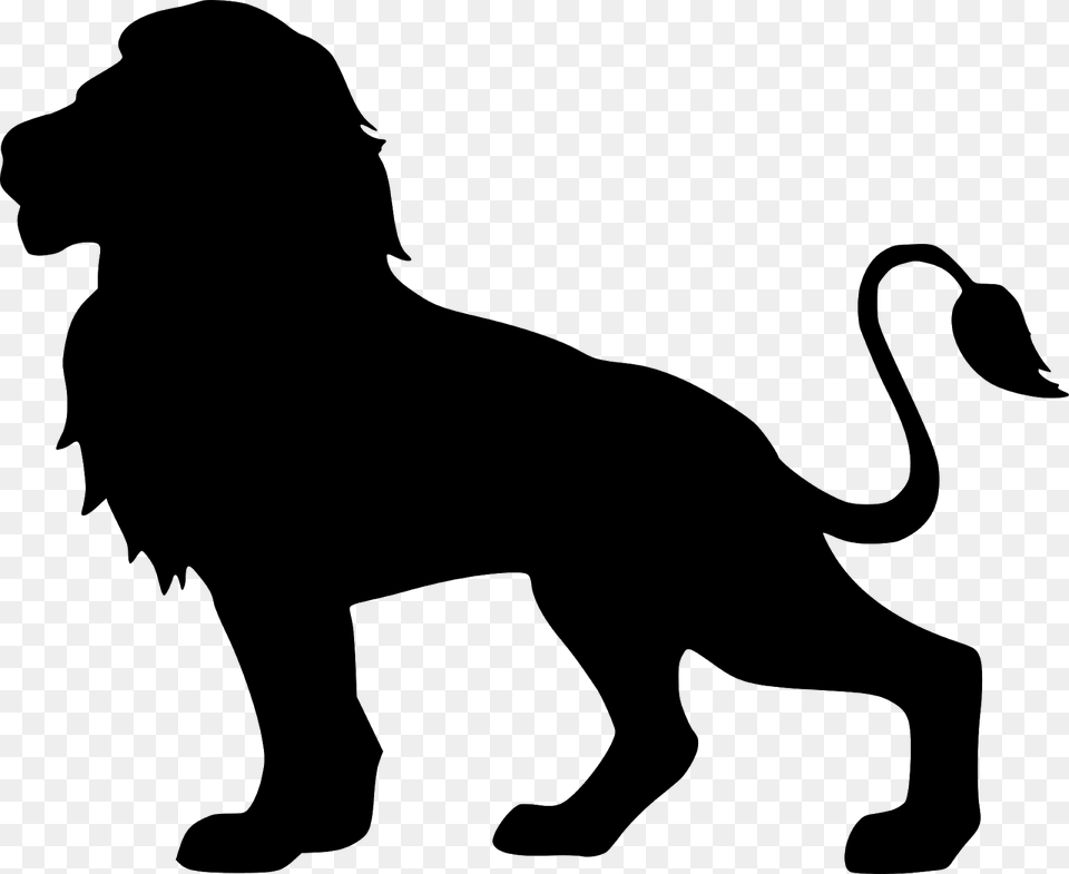 Lion Silhouette Isolated Animal Head Graphic Lion Silhouette, Gray Free Transparent Png