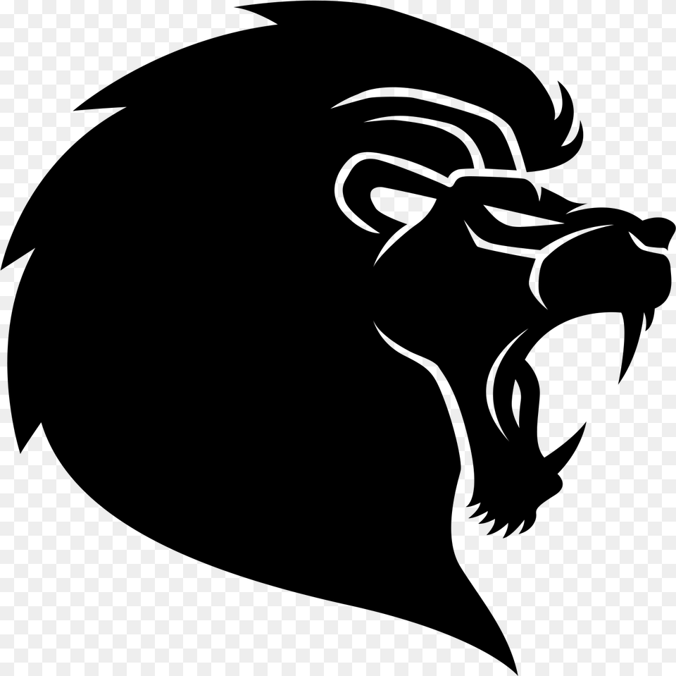 Lion Simba Silhouette Roaring Lion Head Silhouette, Gray Png Image