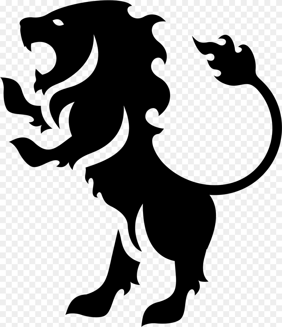 Lion Standing Logo Gray Free Transparent Png