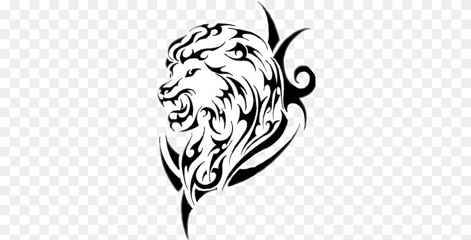 Lion Tattoo Blackandwhite Animal Sticker By Redcakra Tribal Tattoo Lion, Stencil, Art, Person Png