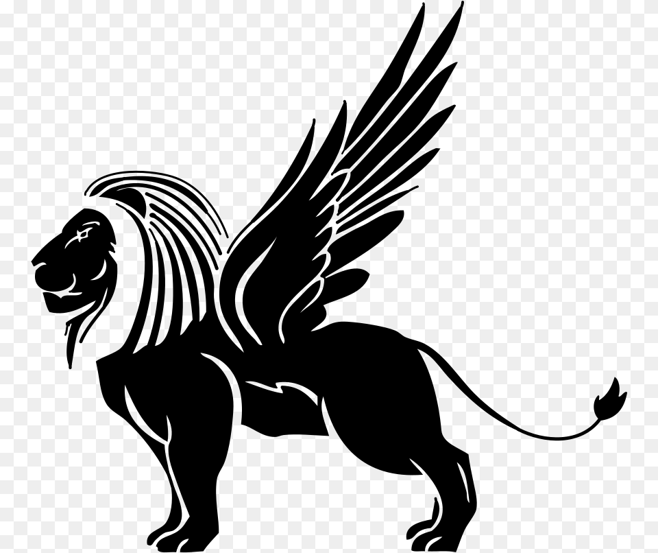 Lion Tattoo Clipart, Gray Free Png