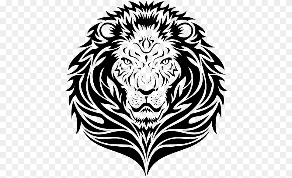 Lion Tattoo Clipart Outline Lion Face Black And White, Art, Animal, Mammal, Wildlife Free Png Download
