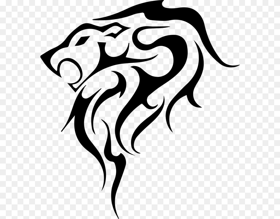 Lion Tattoo Flash Tribe Mane, Gray Png