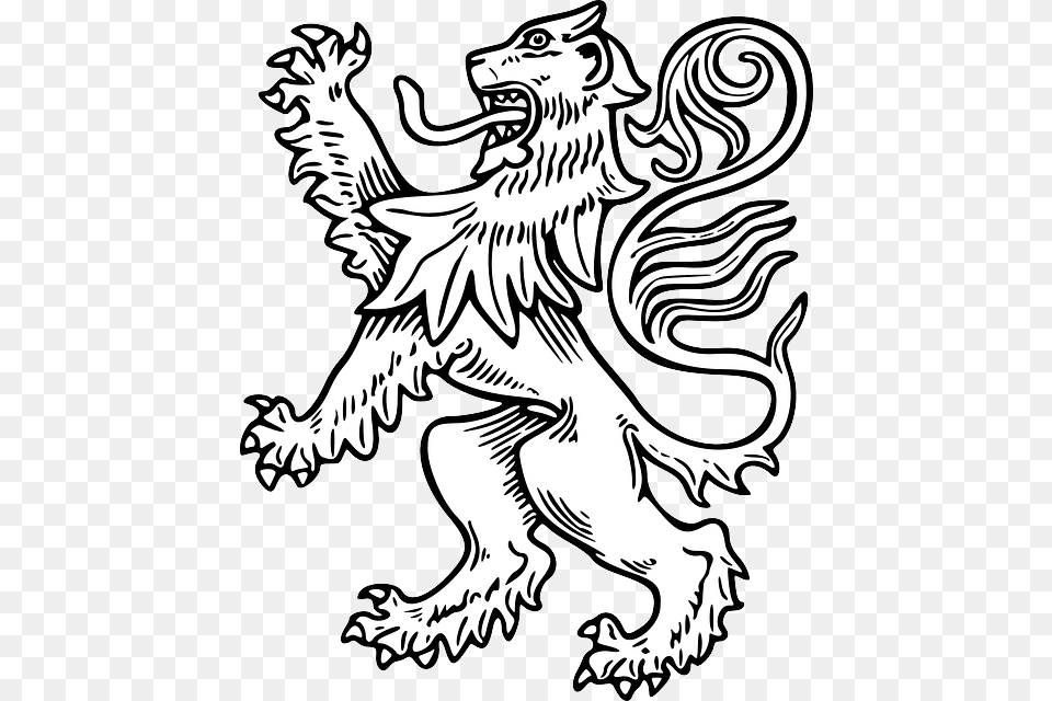 Lion White Rampant Antique Graphic Roaring, Animal, Dinosaur, Reptile, Art Free Transparent Png