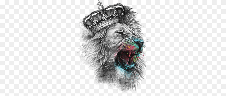 Lion With Crown Drawing, Accessories, Wildlife, Mammal, Animal Free Png