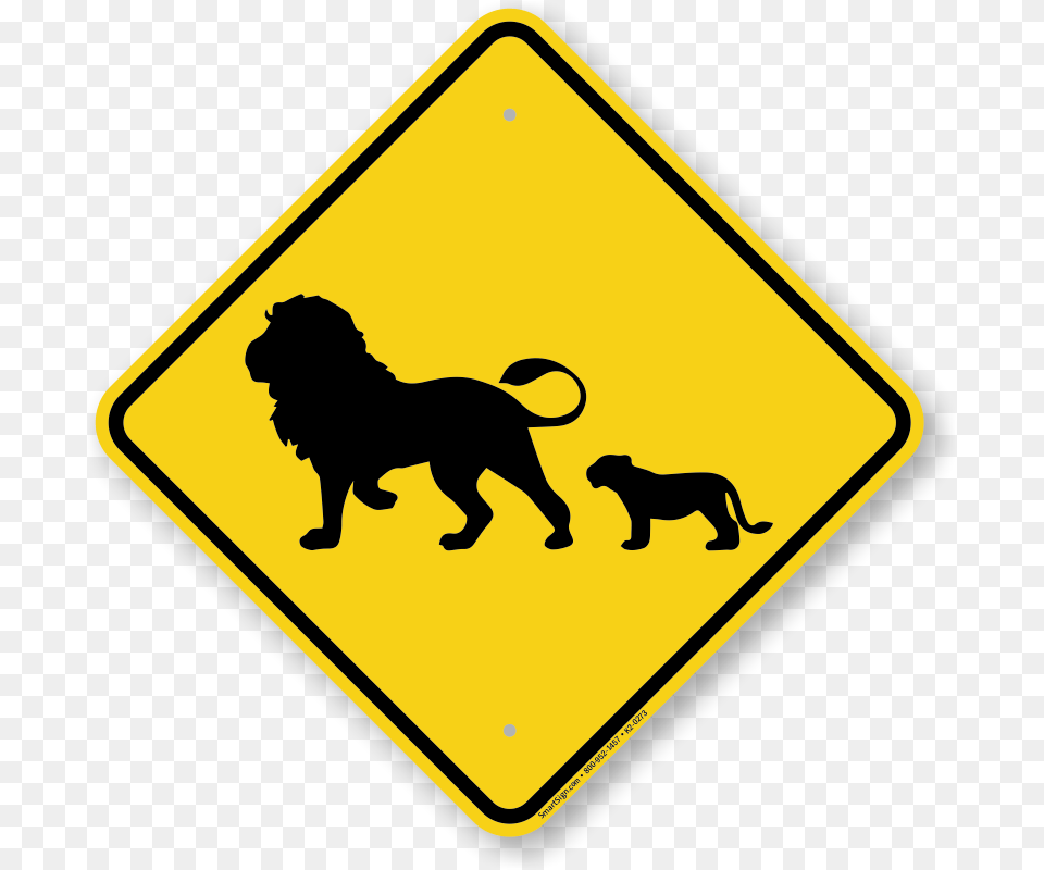 Lion With Cub Crossing Road Sign Top Quality Sku, Symbol, Road Sign, Animal, Wildlife Free Png