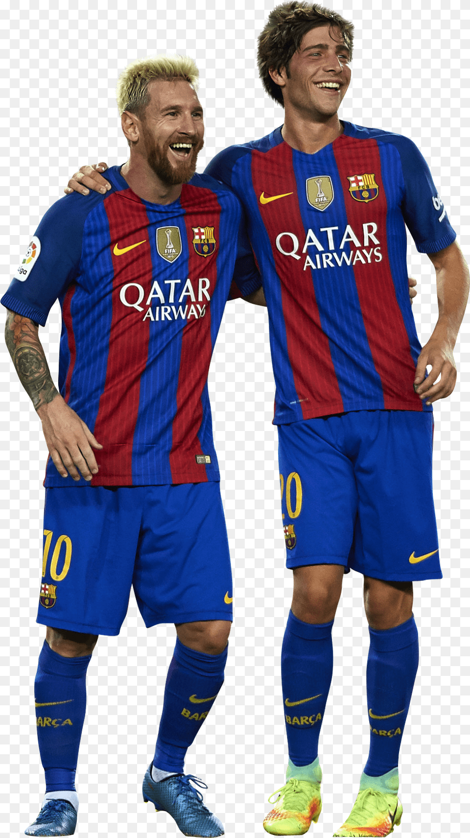 Lionel Messi Amp Sergi Roberto Render Messi Y Sergi Roberto, Clothing, Shirt, Adult, Shorts Free Png