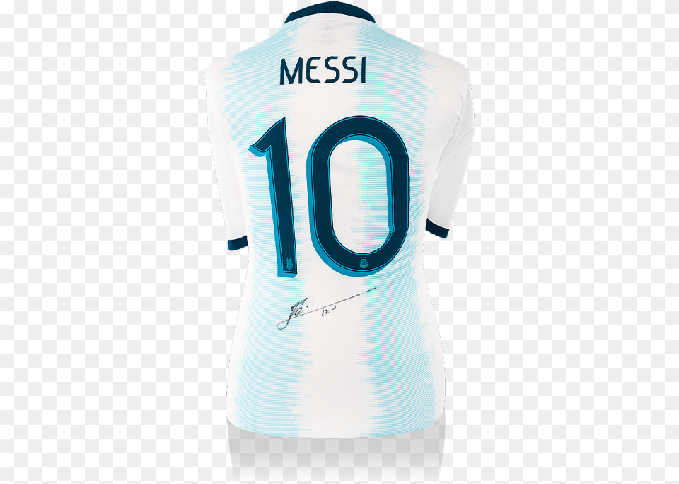 Lionel Messi Official Back Signed Argentina 2019 Home Shirt Messi Shirt, Clothing, T-shirt, Text, Jersey Png Image