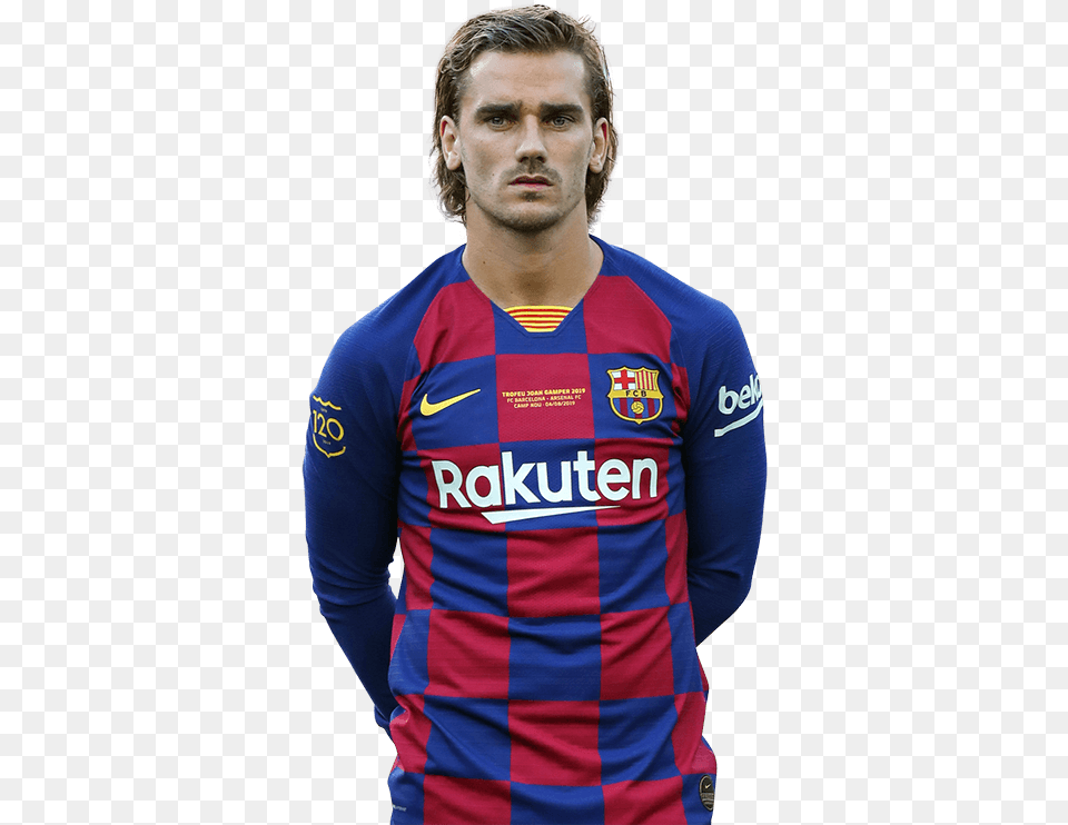 Lionel Messi Vs Antoine Griezmann Detailed Football Statistics Antoine Griezmann 2020, Shirt, Clothing, Person, Man Png