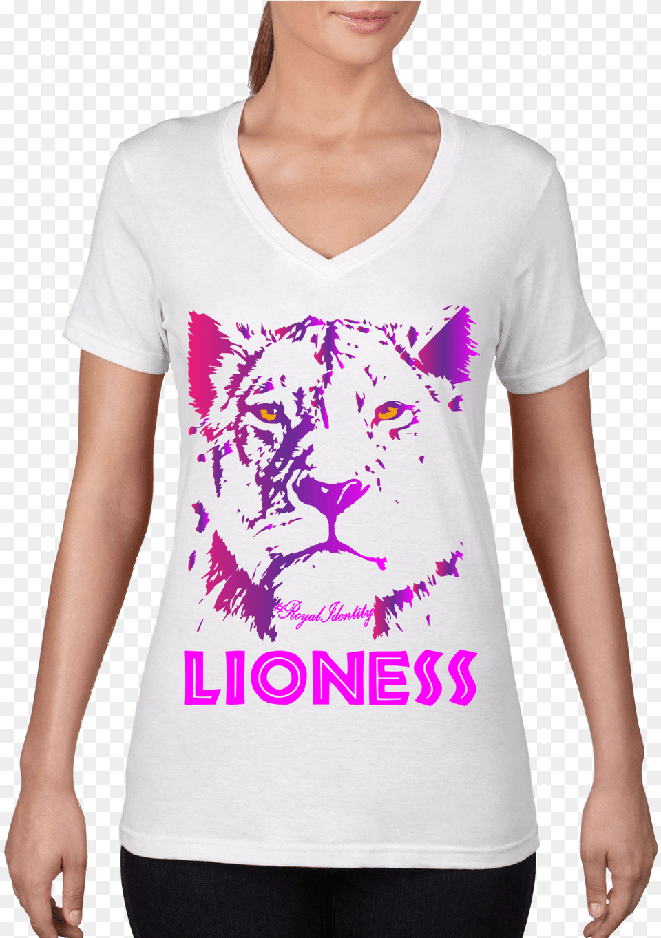 Lioness V Neck White Tea, Clothing, T-shirt, Shirt, Tank Top Png