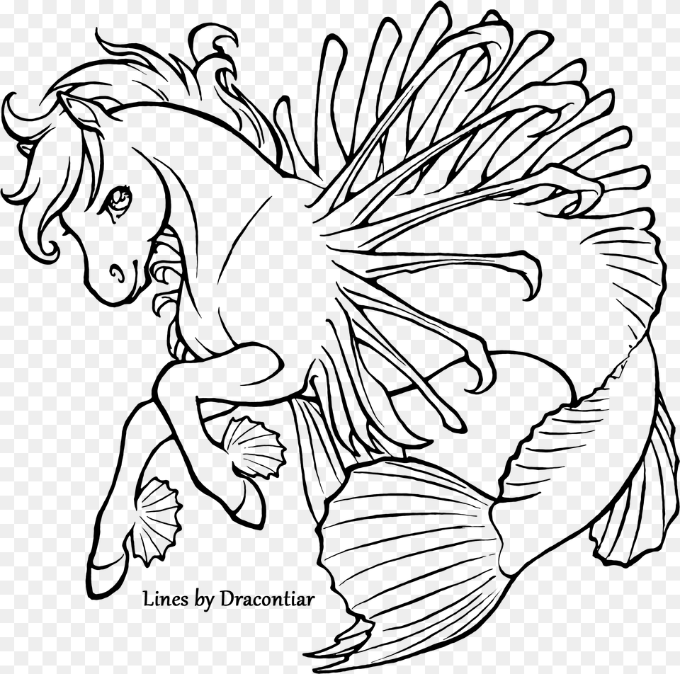 Lionfish Coloring, Gray Free Png Download