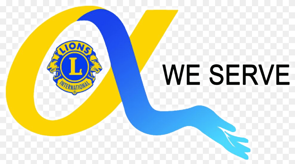 Lions Alpha Ribbon We Serve With A Blue Hand Lions Club Logo We Serve Png Image