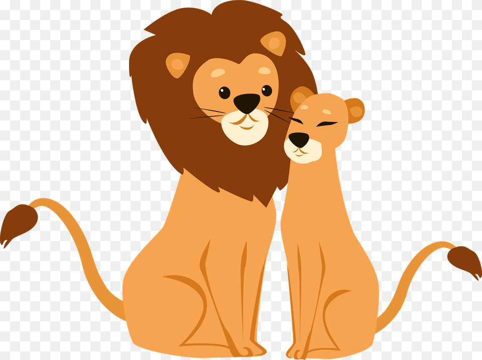 Lions In Love Clipart, Animal, Lion, Mammal, Wildlife Png Image