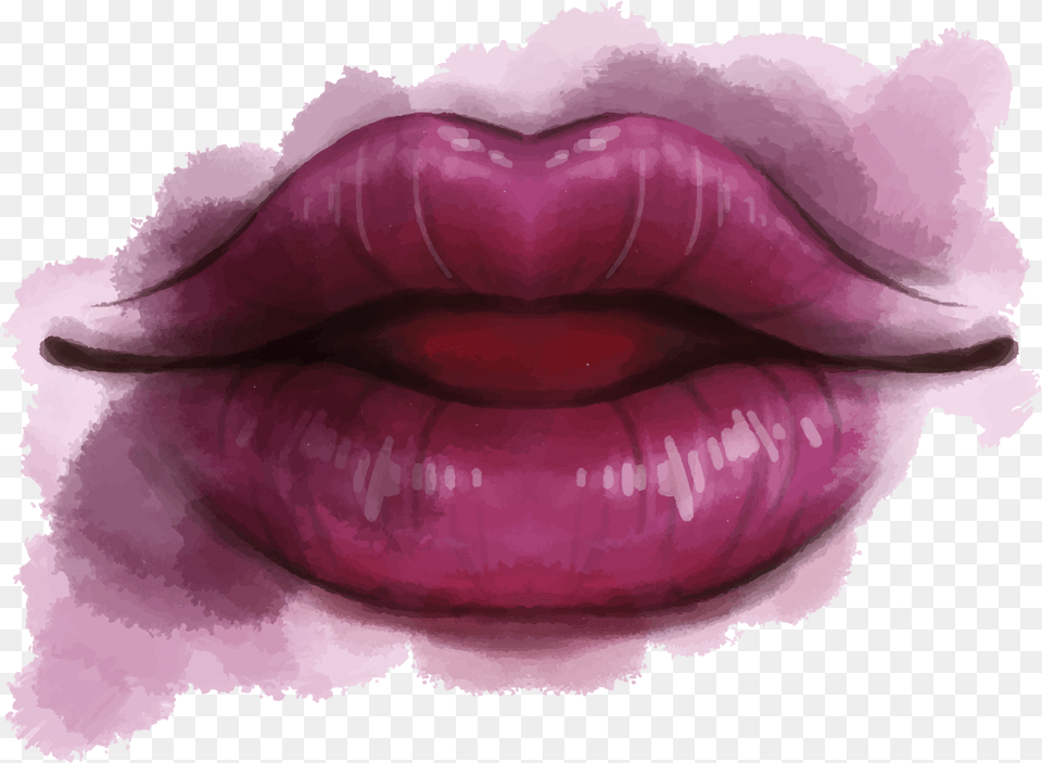 Lip Drawing Watercolor Painting Transparent Background Lip Logo, Body Part, Mouth, Person, Cosmetics Png Image