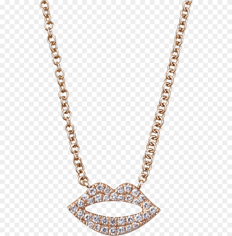 Lip Rose Gold And Diamond Necklace Necklace, Accessories, Gemstone, Jewelry Free Png