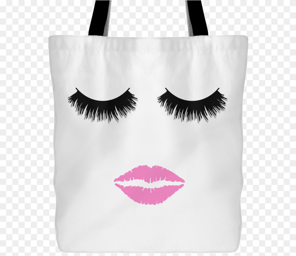 Lips Amp Lashes Print Canvas Tote Shopping Bag Lips Clip Art, Accessories, Handbag, Tote Bag, Cosmetics Free Png